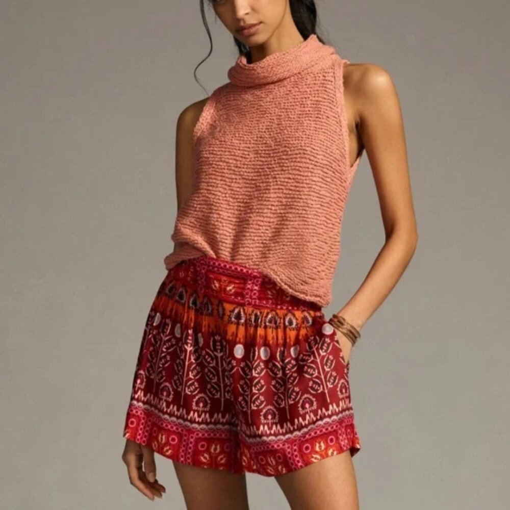 Anthropologie Dusty Pink Sleeveless Textured Mock-Neck Top - Picture 13 of 13